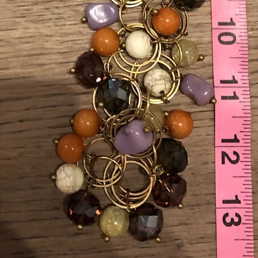 Anthropology Necklace rust gold color with colorful stones impeccable
